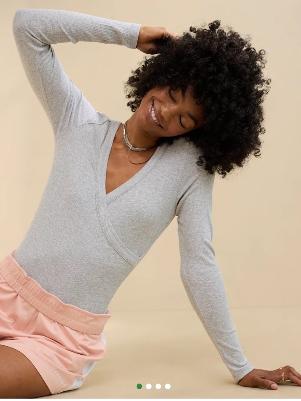 Aerie Gray Ribbed Lounge Bodysuit Size XL Soft Knit Relaxed Casual